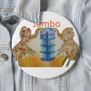 Jambo Jumbo African Kids Elephants Art Print Pinback Button