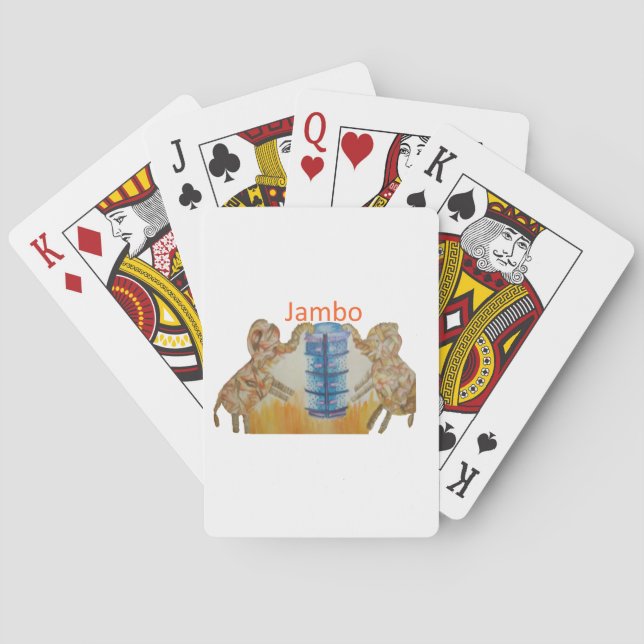 Jambo Jumbo African Kids Elephants Art Print Poker Cards (Back)