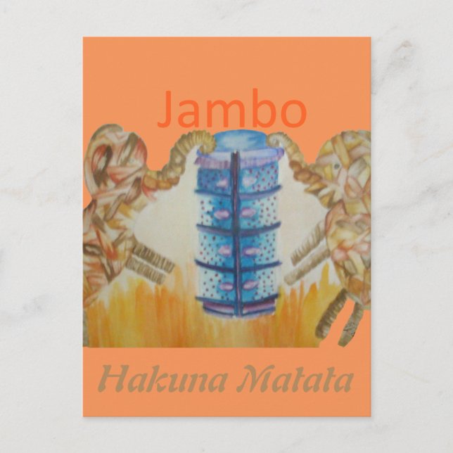 Jambo Jumbo African Kids Elephants Art Print Postcard (Front)