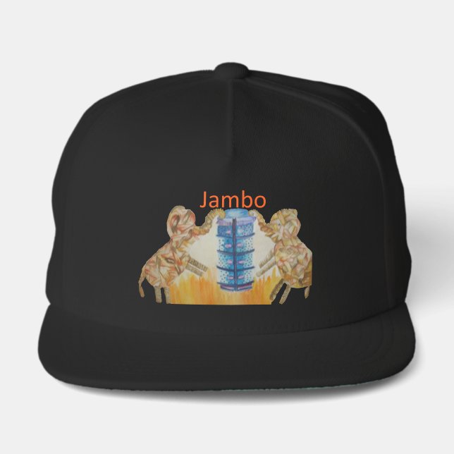Jambo Jumbo African Kids Elephants Art Print Snap Back Hat (Front)