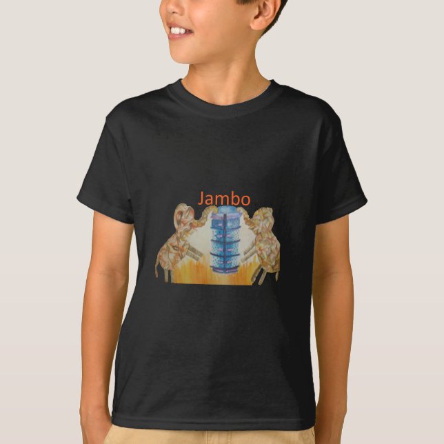 Jambo Jumbo African Kids Elephants Art Print T-Shirt (Front)