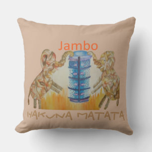 Jambo Jumbo African Kids Elephants Art Print Throw Pillow