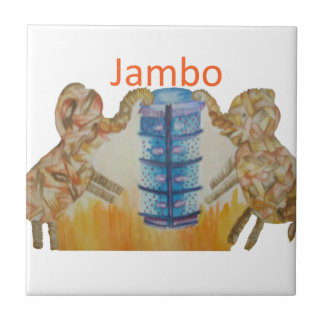 Jambo Jumbo African Kids Elephants Art Print Tile