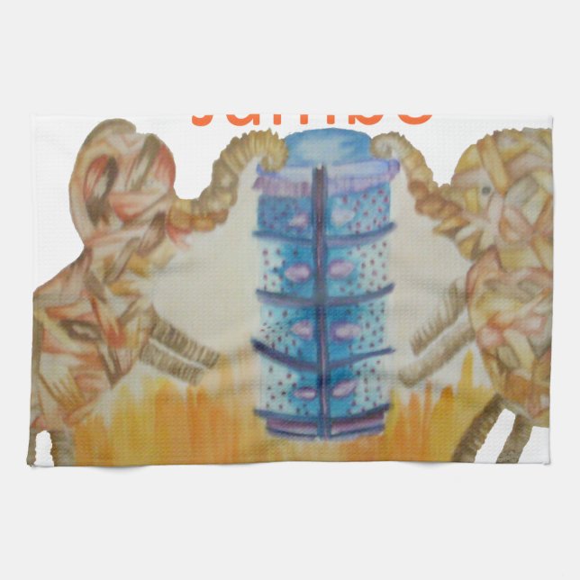 Jambo Jumbo African Kids Elephants Art Print Towel (Horizontal)