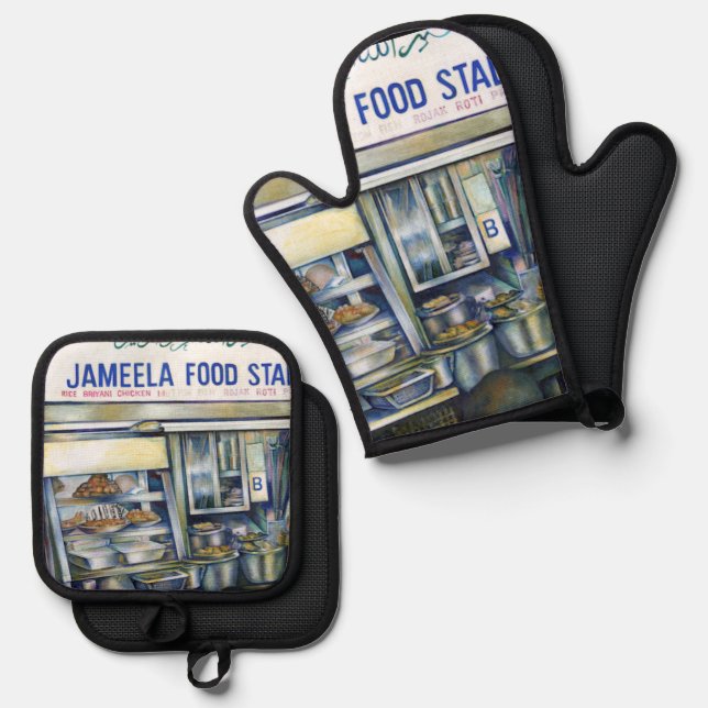 Jameelas's Singapore Oven Mitt & Pot Holder Set (Front/Back)