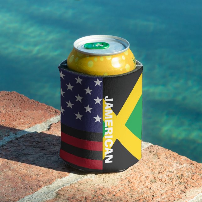 Jamerican , Jamaican American flag ,4th of july Can Cooler (In Situ Pool)