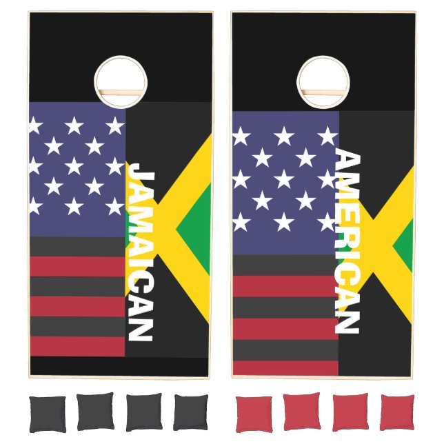 Jamerican , Jamaican American flag ,4th of july Cornhole Set (Set)