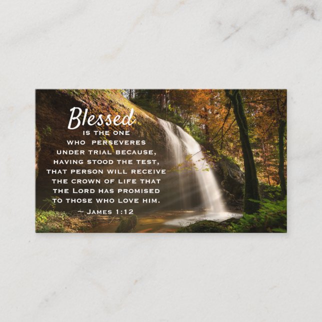 James 1:12 Blessed is the one who perseveres Bible Business Card (Front)