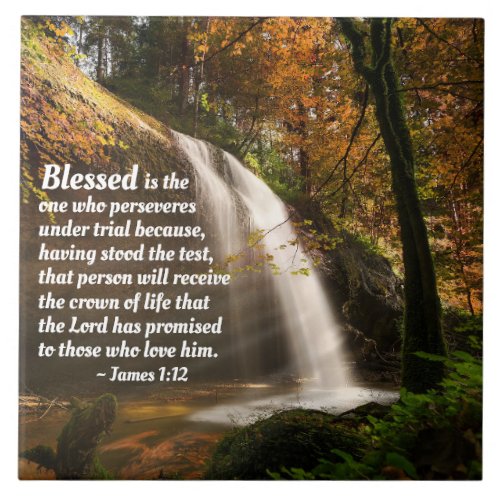 James 112 Blessed is the one who perseveres Bible Ceramic Tile