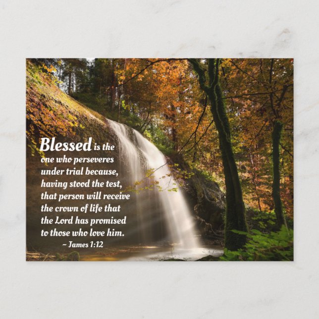 James 1:12 Blessed is the one who perseveres Bible Postcard (Front)