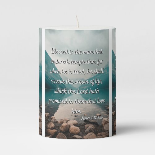 James 112 KJV Bible Verse Pillar Candle