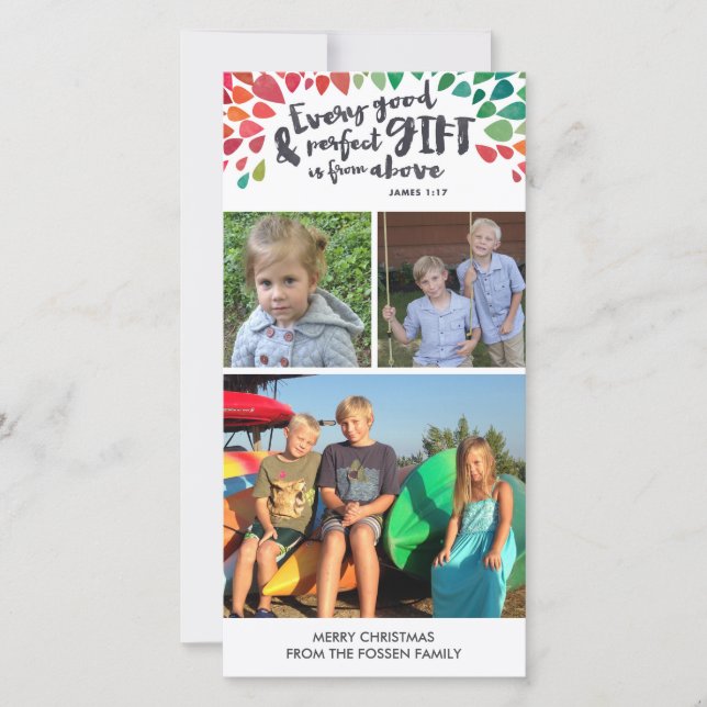James 1:17 Religious Christmas Photo Card (Front)