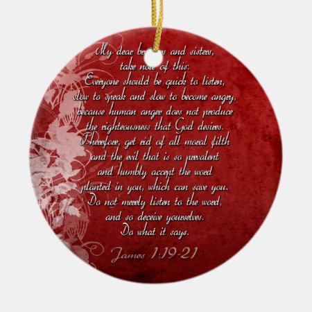 James 1:19 Scripture Gift Ceramic Ornament