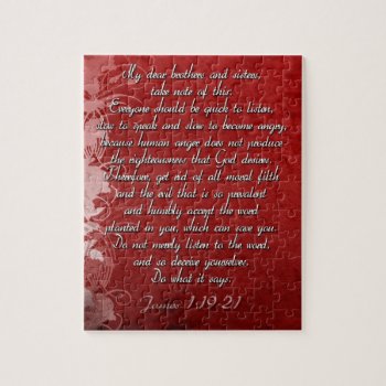 James 1:19 Scripture Gift Jigsaw Puzzle by wallpraiseart at Zazzle