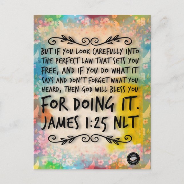 James 1:25 Bible Verse Memory Card - Postcard (Front)