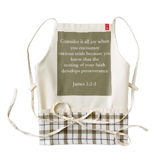 James 1:2-3 tan checkered Apron