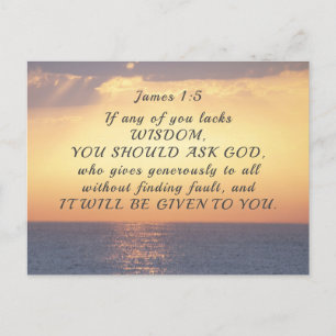 James 1:5 If any of you lacks Wisdom Bible Verse Postcard