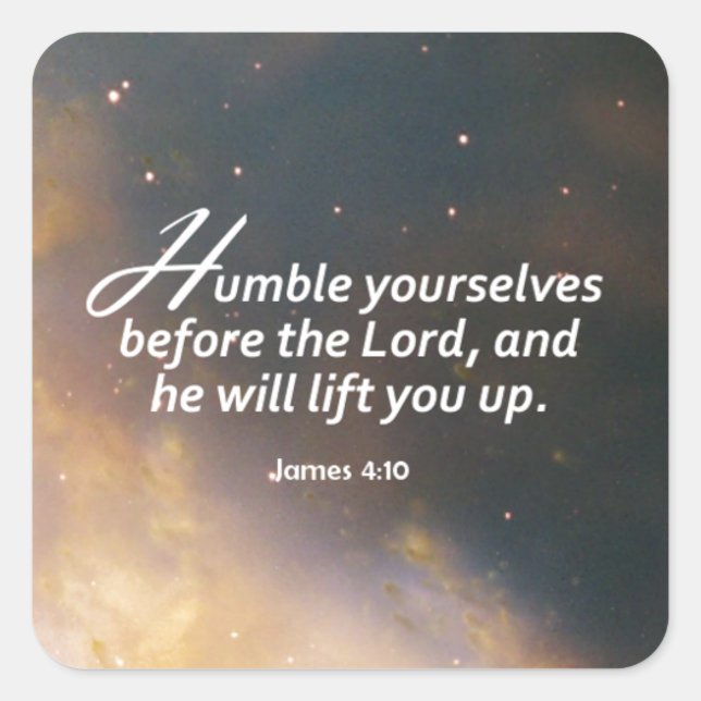 James 4:10 square sticker (Front)