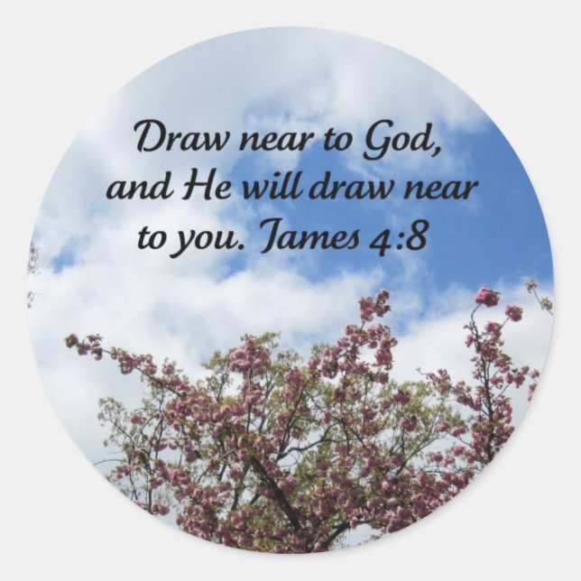 James 4:8 classic round sticker (Front)