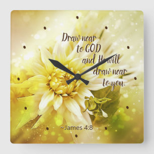 James 4:8 Draw near to God, He will draw near you Square Wall Clock