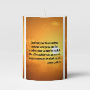 James 5:16 KJV Bible Scripture Pic Pillar Candle