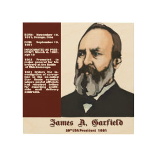 James A. Garfield Portrait Wood Wall Art