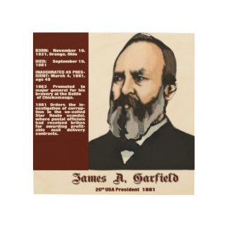 James A. Garfield Portrait Wood Wall Art