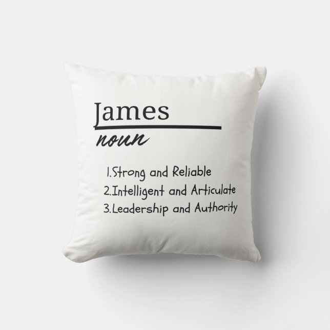 James, Boy Personalised Name Definition  Throw Pillow (Front)