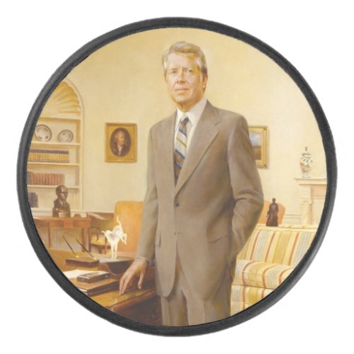 James Carter White House Presidential Portrait  Hockey Puck