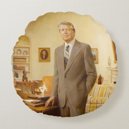 James Carter White House Presidential Portrait  Round Pillow