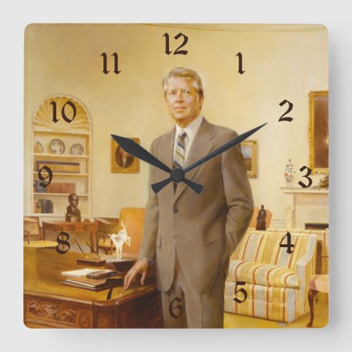 James Carter White House Presidential Portrait  Square Wall Clock