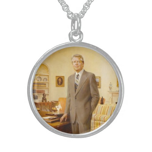 James Carter White House Presidential Portrait  Sterling Silver Necklace