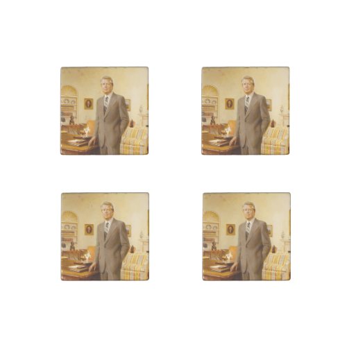 James Carter White House Presidential Portrait  Stone Magnet
