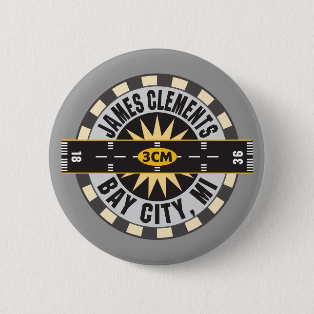 James Clements Airport Bay City MI 3CM Pinback Button (Front)