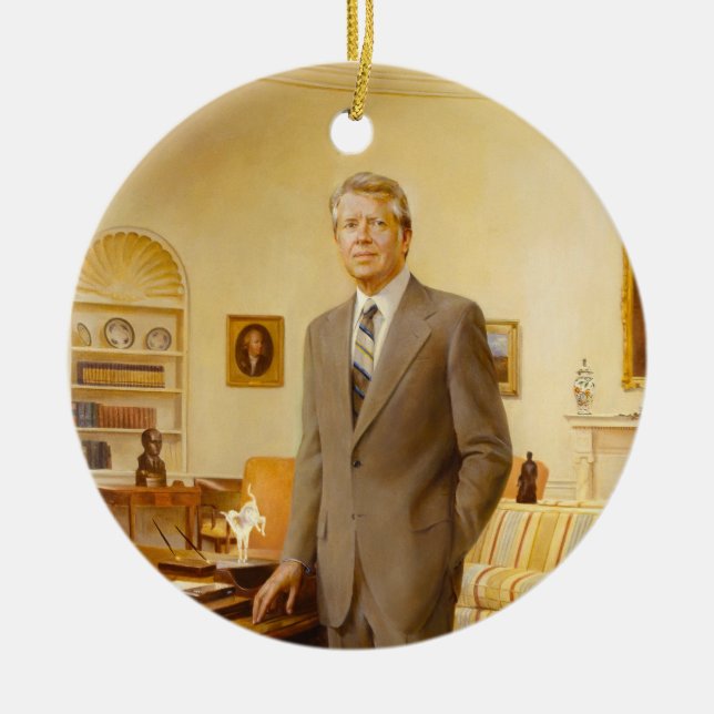 James Earl Carter Painted US President Portrait  Ceramic Ornament (Front)