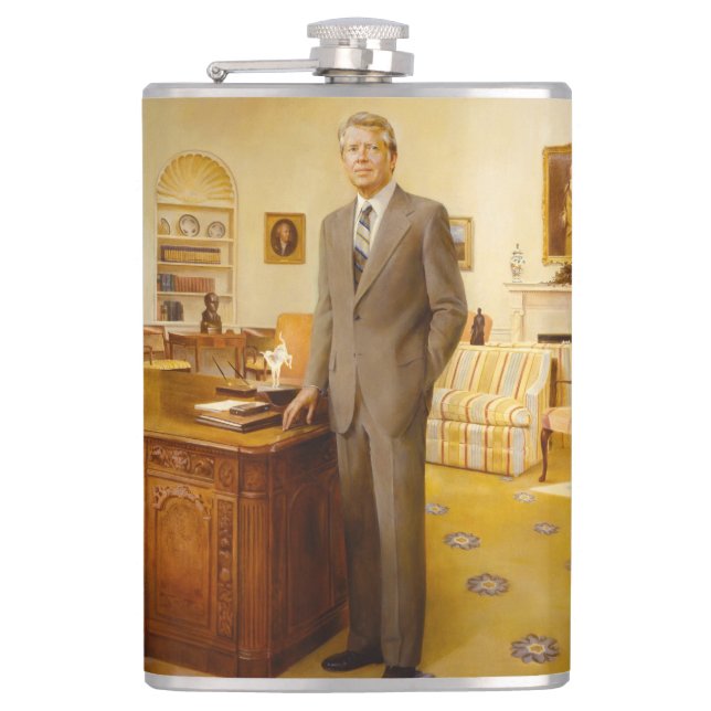 James Earl Carter Painted US President Portrait  Flask (Front)