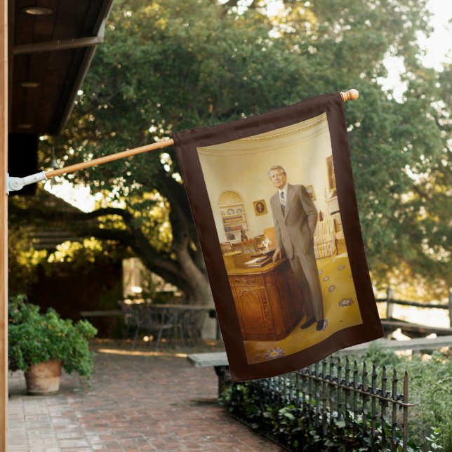 James Earl Carter Painted US President Portrait  House Flag (In SItu)