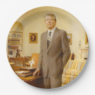 James Earl Carter Painted US President Portrait Paper Plates