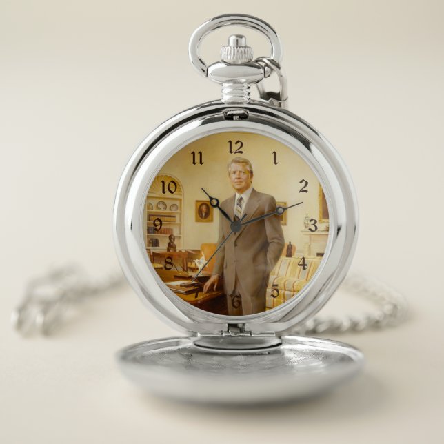James Earl Carter Painted US President Portrait  Pocket Watch (Inside)