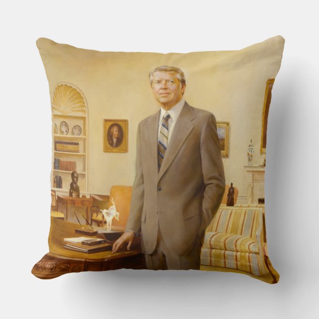 James Earl Carter Painted US President Portrait  Throw Pillow (Front)