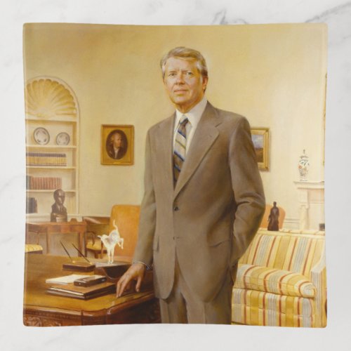 James Earl Carter Painted US President Portrait  Trinket Tray