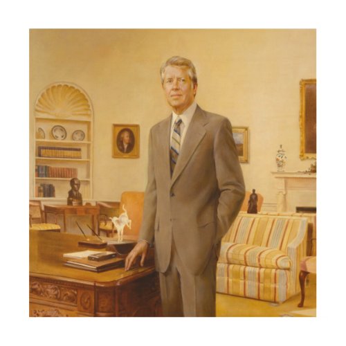 James Earl Carter Painted US President Portrait  Wood Wall Art