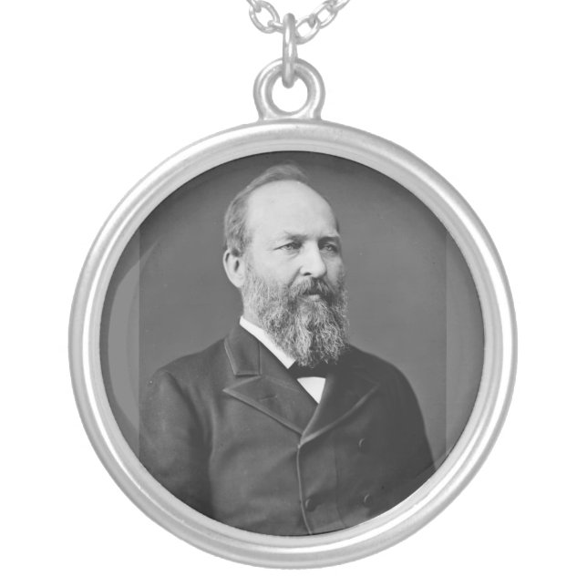 James Garfield 20th President Silver Plated Necklace (Front)