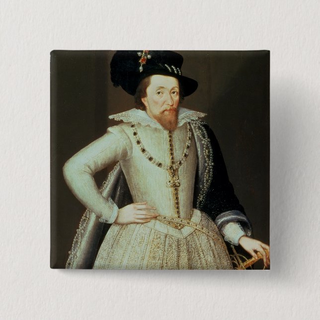James I, half-length portrait Button (Front)
