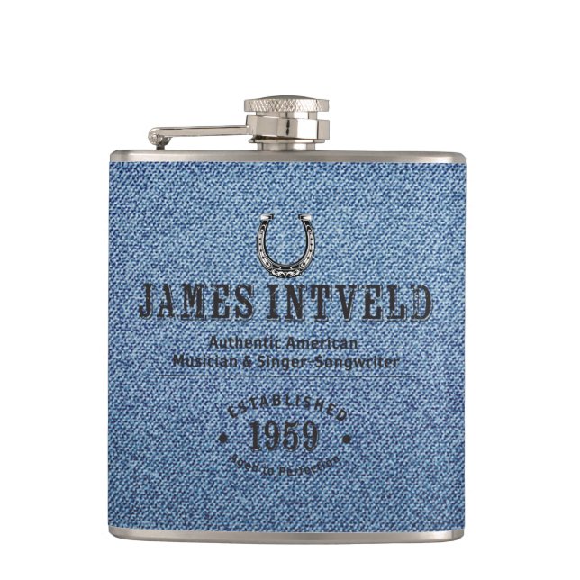 James Intveld Blue Denim Flask (Front)
