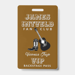 James Intveld Fan Club VIP Backstage Pass Badge