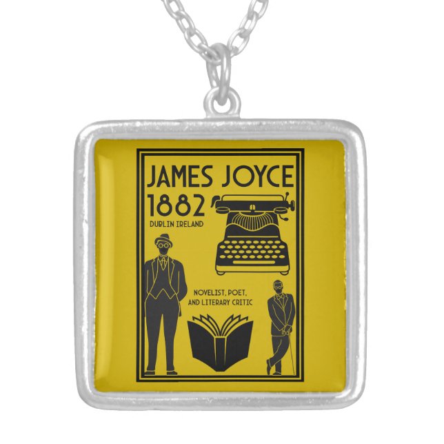 James Joyce Dublin Ireland Silver Plated Necklace (Front)