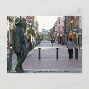 James Joyce Irish author sculpture, Dublin Ireland Postcard