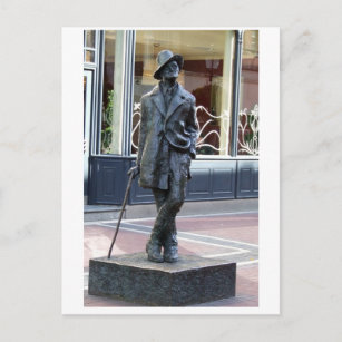 James Joyce, Irish author statue, Dublin Ireland Postcard
