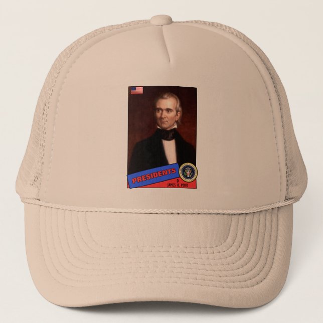 James K. Polk Baseball Card Trucker Hat (Front)